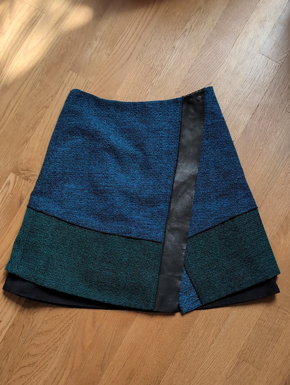 Proenza Schouler Blue Asymmetrical Wrap Mini Skirt, US2